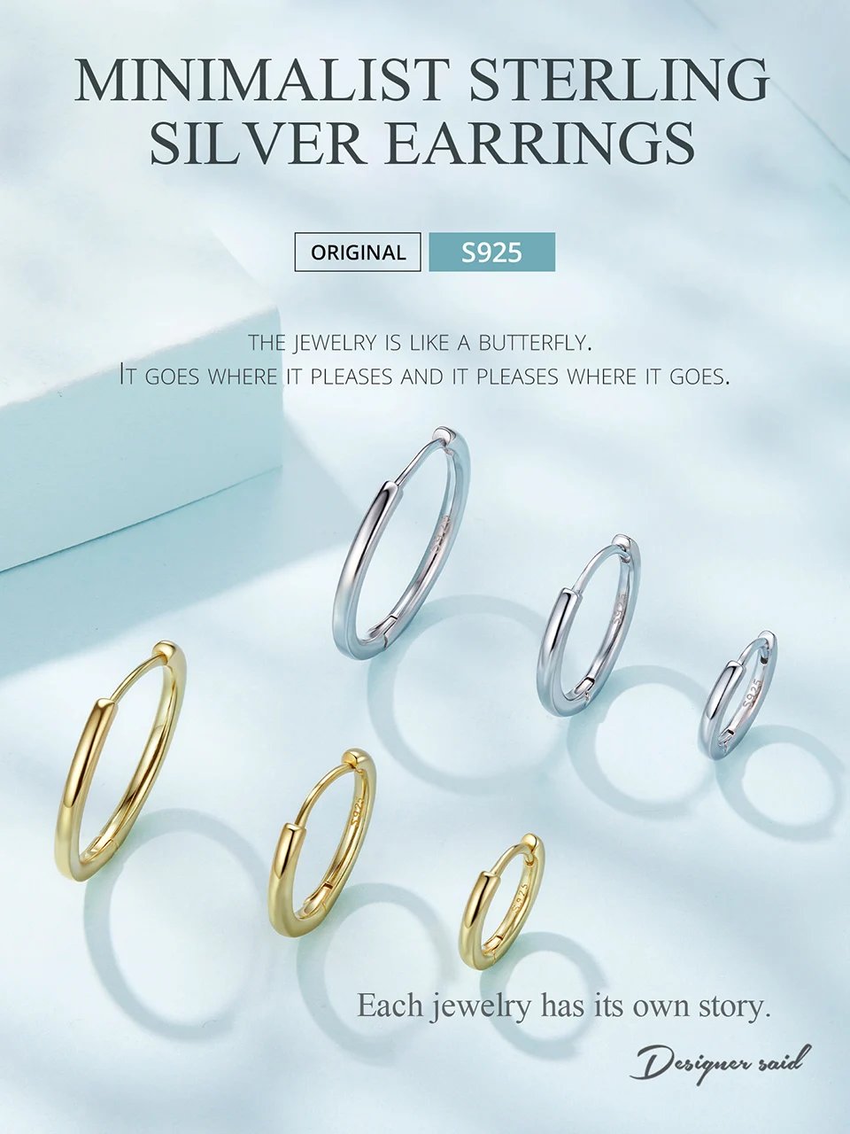 BAMOER Gold Hoop Earrings for Women, 925 Sterling Silver Minimalist Huggie Hoops Cartilage Piercing Earrings Ear Cuff for Women