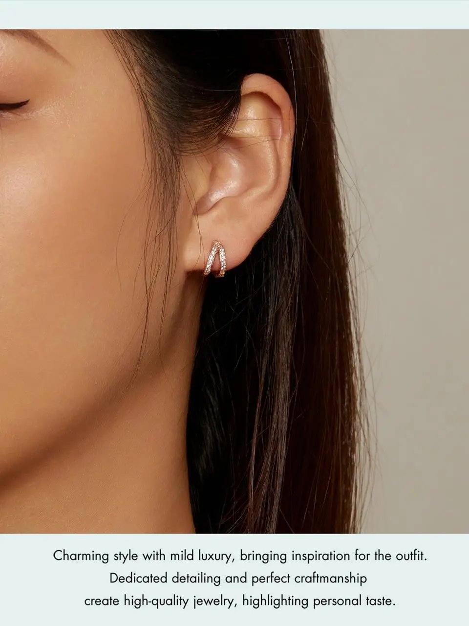 BAMOER 925 Sterling Silver Classic Geometry Earrings Women Zircon Crystal Double Rings Ear Hoop Earrings 3 Colors SCE1187