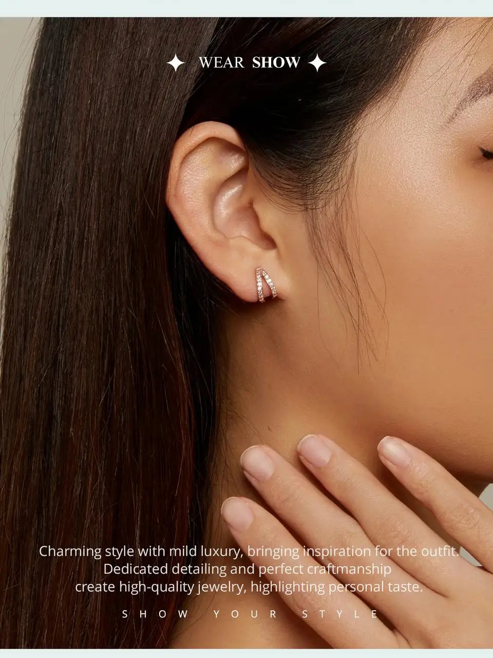 BAMOER 925 Sterling Silver Classic Geometry Earrings Women Zircon Crystal Double Rings Ear Hoop Earrings 3 Colors SCE1187