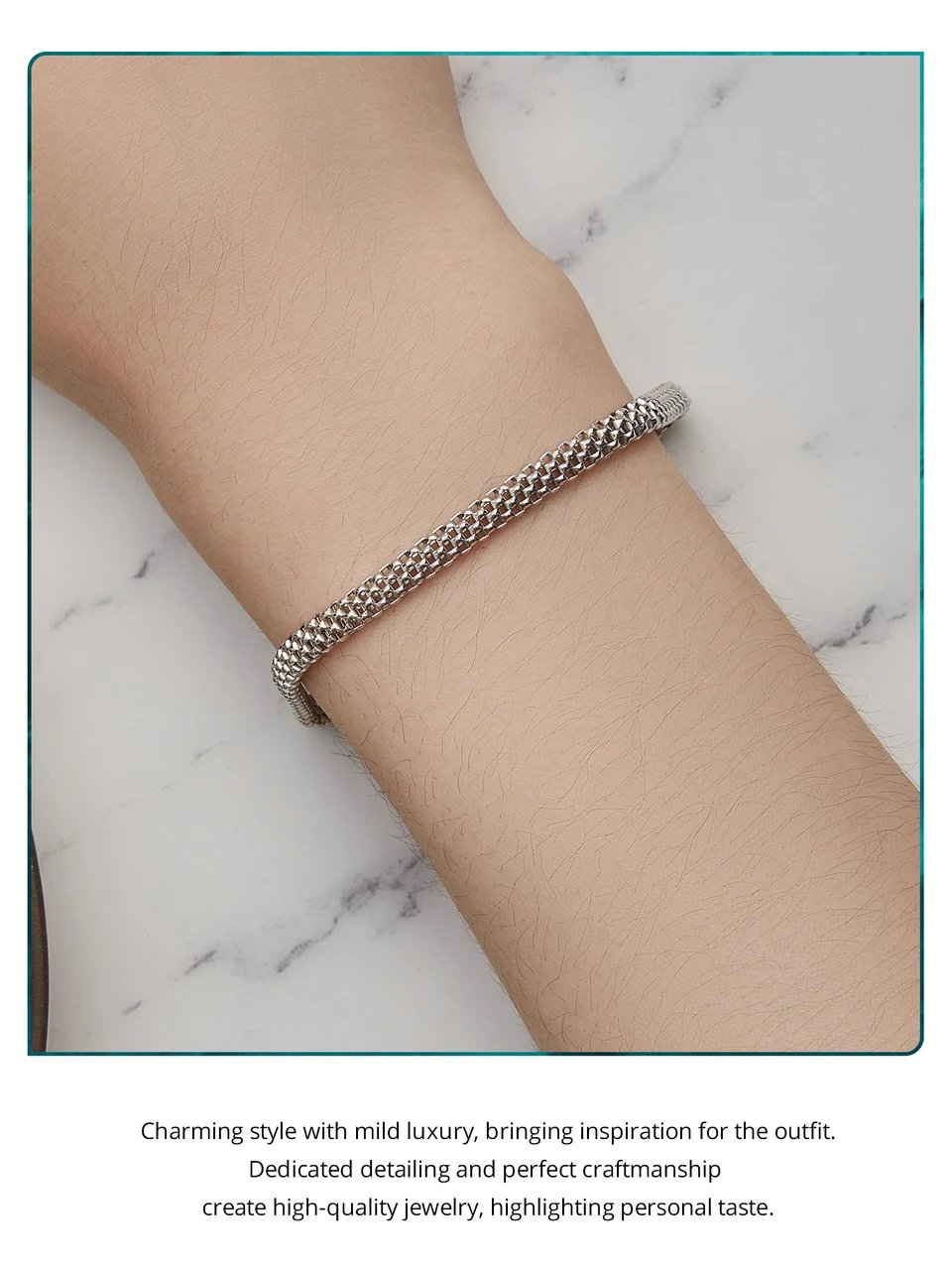 Pulsera Bamoer clásica de plata de ley 925 con hebilla cuadrada y eslabones trenzados de cadena de plata para mujer, joyería fina chapada en platino. Pulsera Bamoer clásica de plata de ley 925 con hebilla cuadrada y eslabones trenzados de cadena de plata para mujer, joyería fina chapada en platino.