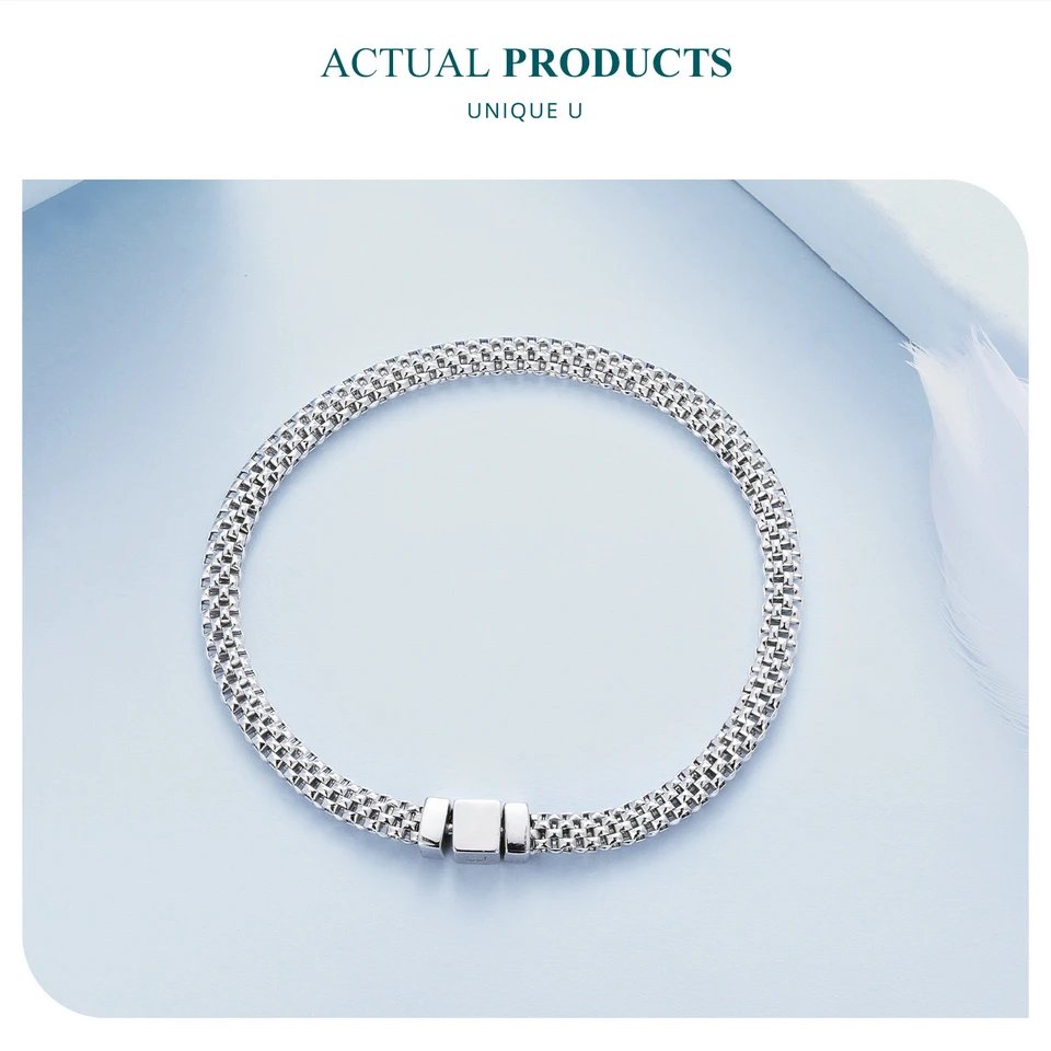 Pulsera Bamoer clásica de plata de ley 925 con hebilla cuadrada y eslabones trenzados de cadena de plata para mujer, joyería fina chapada en platino. Pulsera Bamoer clásica de plata de ley 925 con hebilla cuadrada y eslabones trenzados de cadena de plata para mujer, joyería fina chapada en platino.