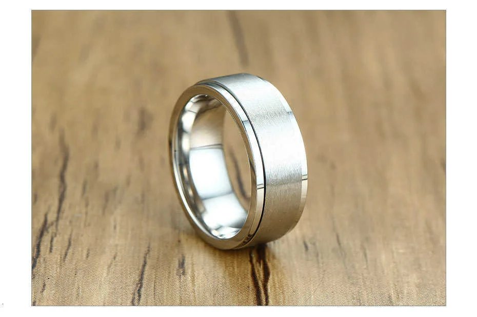 Anillo giratorio Vnox de 6/8 mm para hombre, accesorio para liberar el estrés, clásico anillo de boda de acero inoxidable, joyería deportiva informal con runas vikingas.