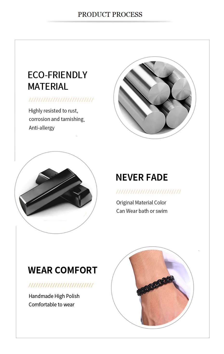 Pulsera Vnox de cadena gruesa Miami de 3-11 mm para hombre, de acero inoxidable, con eslabones cubanos, estilo punk clásico, joyería masculina.