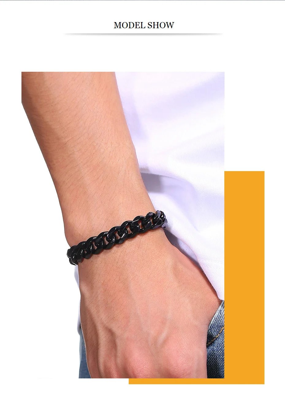 Pulsera Vnox de cadena gruesa Miami de 3-11 mm para hombre, de acero inoxidable, con eslabones cubanos, estilo punk clásico, joyería masculina.