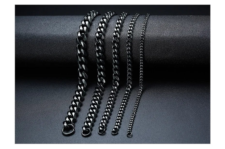 Pulsera Vnox de cadena gruesa Miami de 3-11 mm para hombre, de acero inoxidable, con eslabones cubanos, estilo punk clásico, joyería masculina.