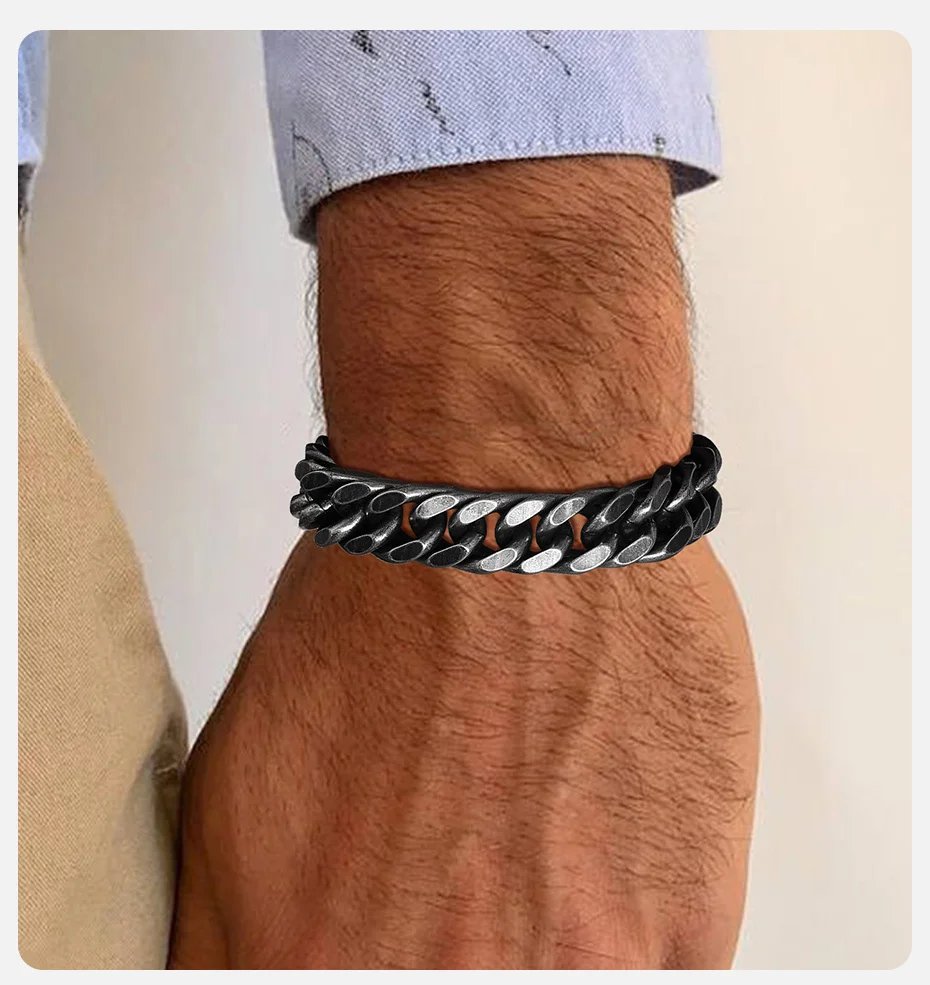 Vnox 8mm/12mm Bold Heavy Stainless Steel Cuban Bracelets for Men Boys,Oxidized Metal Wristband,Punk Rock Chain Bracelet Jewelry Vnox 8mm/12mm Bold Heavy Stainless Steel Cuban Bracelets for Men Boys,Oxidized Metal Wristband,Punk Rock Chain Bracelet Jewelry