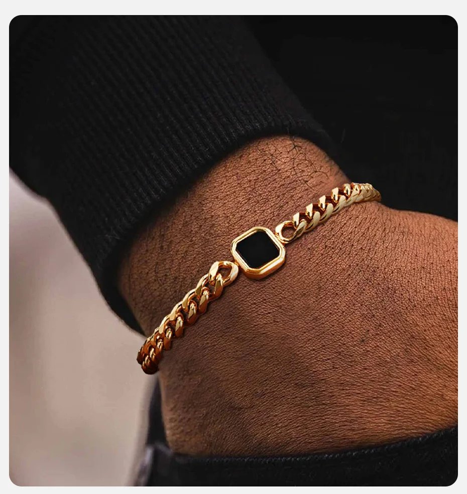 Pulsera de cadena ajustable Vnox de 5 mm de ancho para hombre, acero inoxidable, acrílico, pulido de seis lados, ideal como regalo para esposo o hijo.