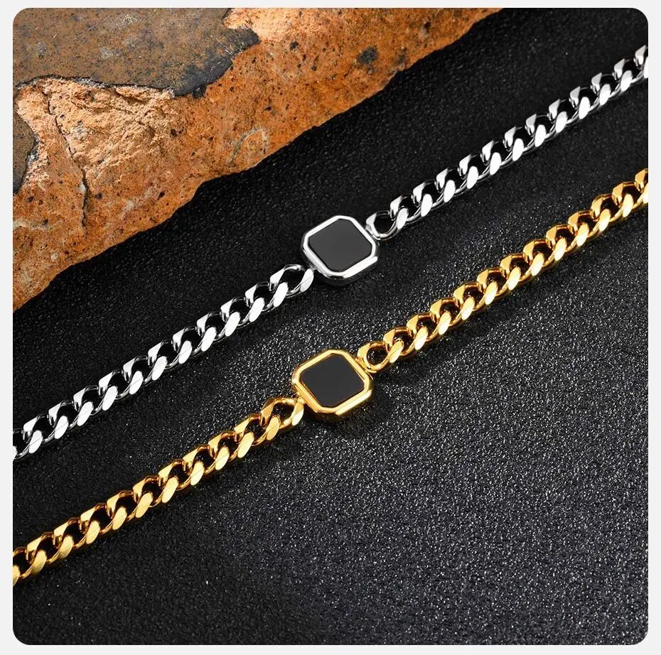 Pulsera de cadena ajustable Vnox de 5 mm de ancho para hombre, acero inoxidable, acrílico, pulido de seis lados, ideal como regalo para esposo o hijo.