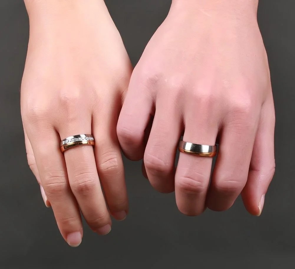Anillo de boda Vnox de color dorado para mujer y hombre, joyería de acero inoxidable, anillo de compromiso, regalo de aniversario para pareja, precio increíble.