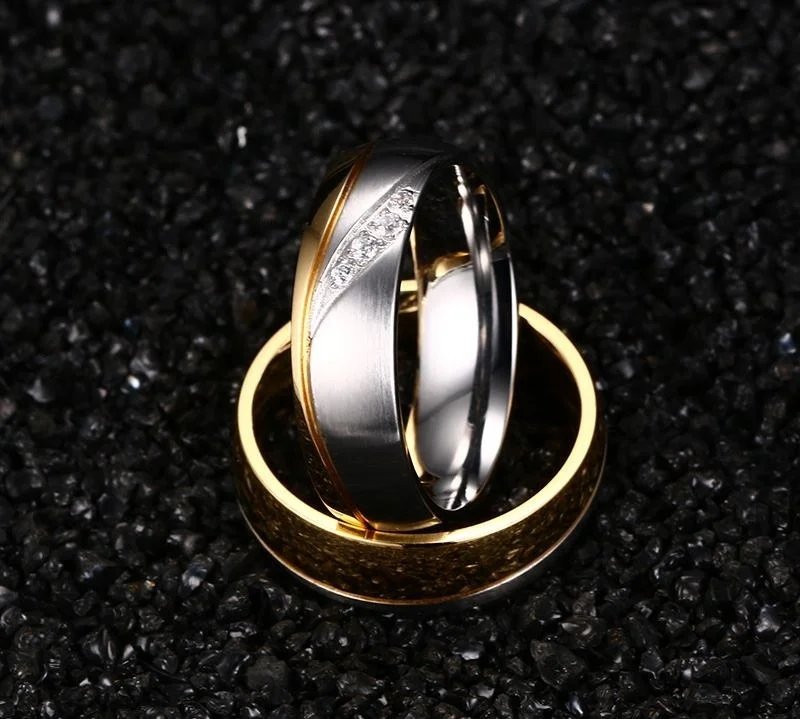 Anillo de boda Vnox de color dorado para mujer y hombre, joyería de acero inoxidable, anillo de compromiso, regalo de aniversario para pareja, precio increíble.