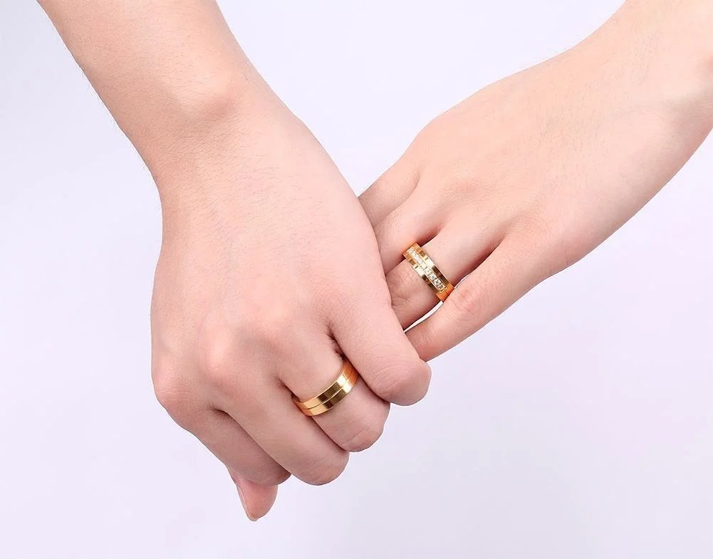 Anillo de boda Vnox de color dorado para mujer y hombre, joyería de acero inoxidable, anillo de compromiso, regalo de aniversario para pareja, precio increíble.