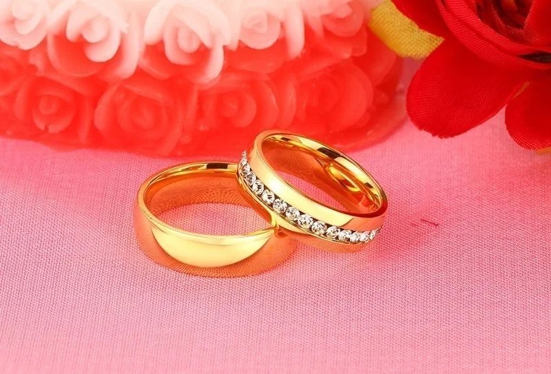 Anillo de boda Vnox de color dorado para mujer y hombre, joyería de acero inoxidable, anillo de compromiso, regalo de aniversario para pareja, precio increíble.