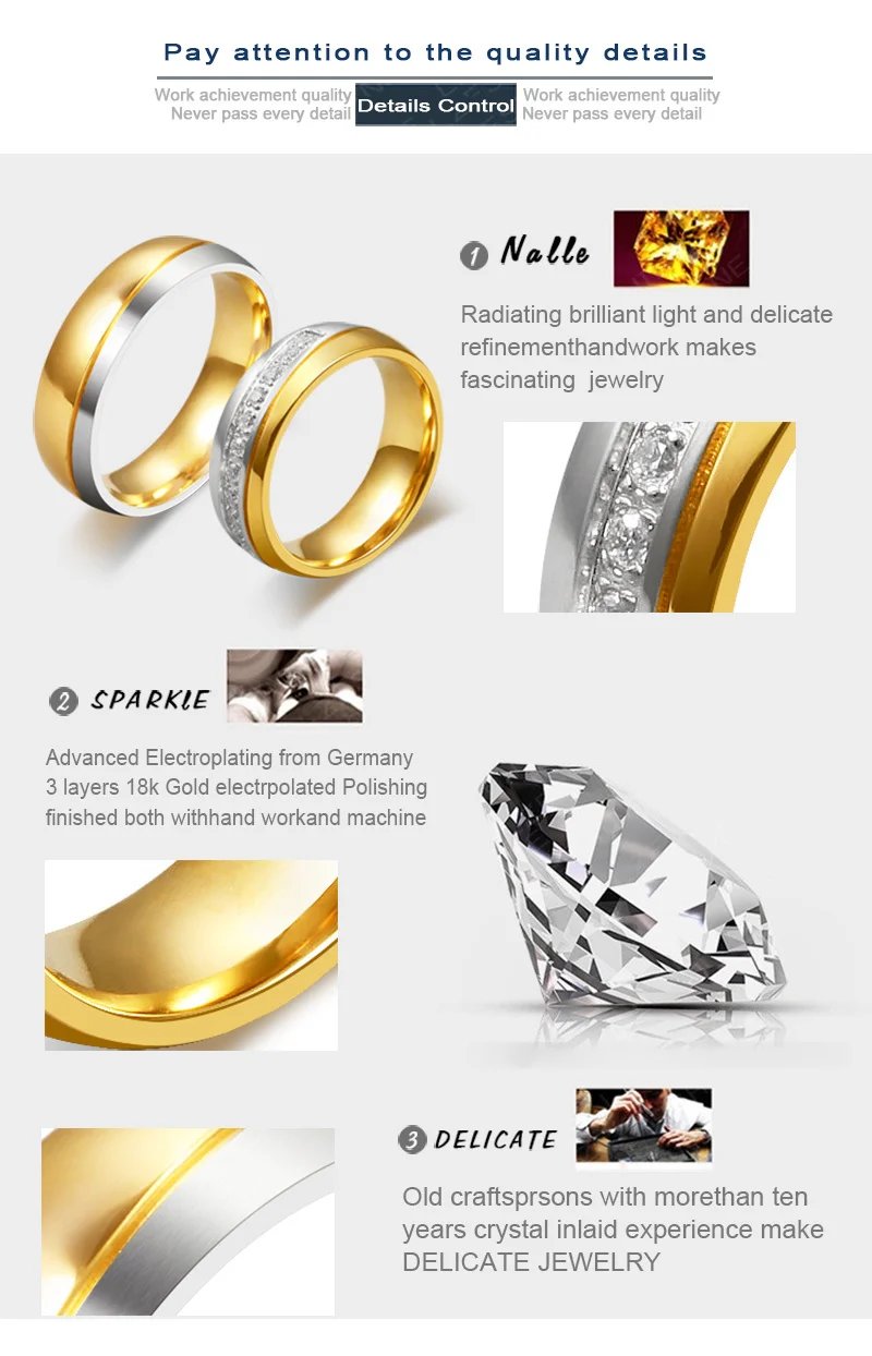 Anillo de boda Vnox de color dorado para mujer y hombre, joyería de acero inoxidable, anillo de compromiso, regalo de aniversario para pareja, precio increíble.