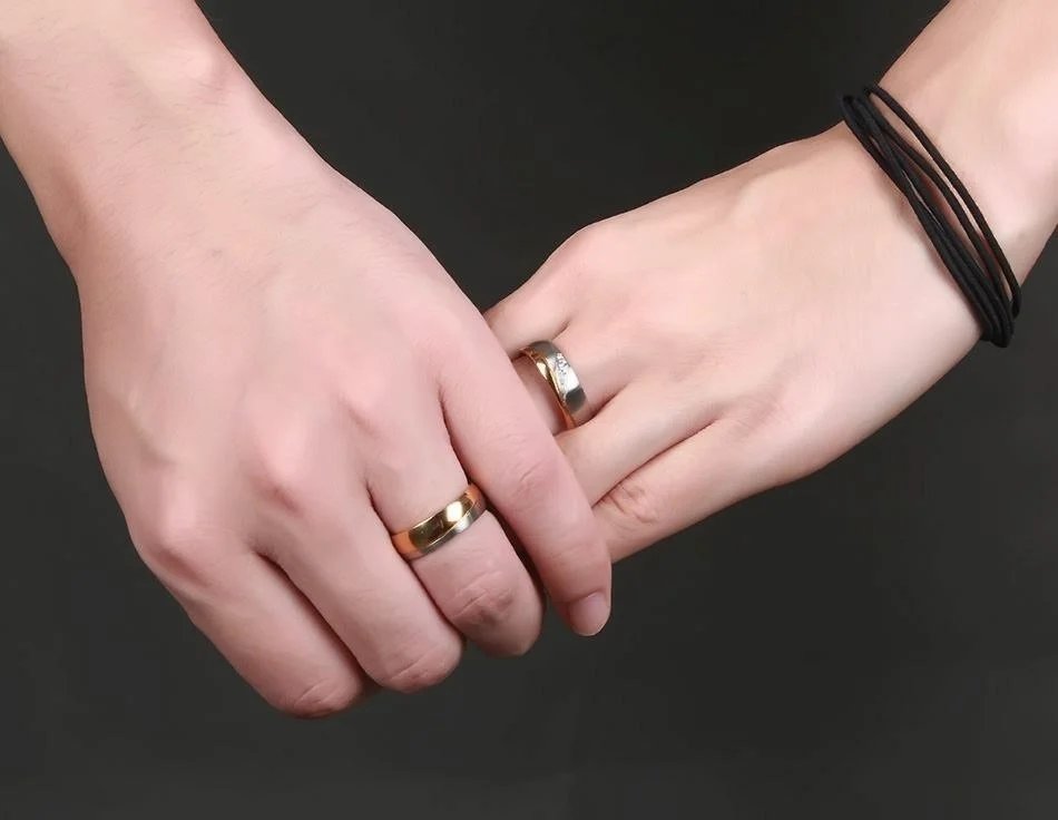 Anillo de boda Vnox de color dorado para mujer y hombre, joyería de acero inoxidable, anillo de compromiso, regalo de aniversario para pareja, precio increíble.