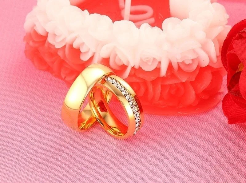 Anillo de boda Vnox de color dorado para mujer y hombre, joyería de acero inoxidable, anillo de compromiso, regalo de aniversario para pareja, precio increíble.