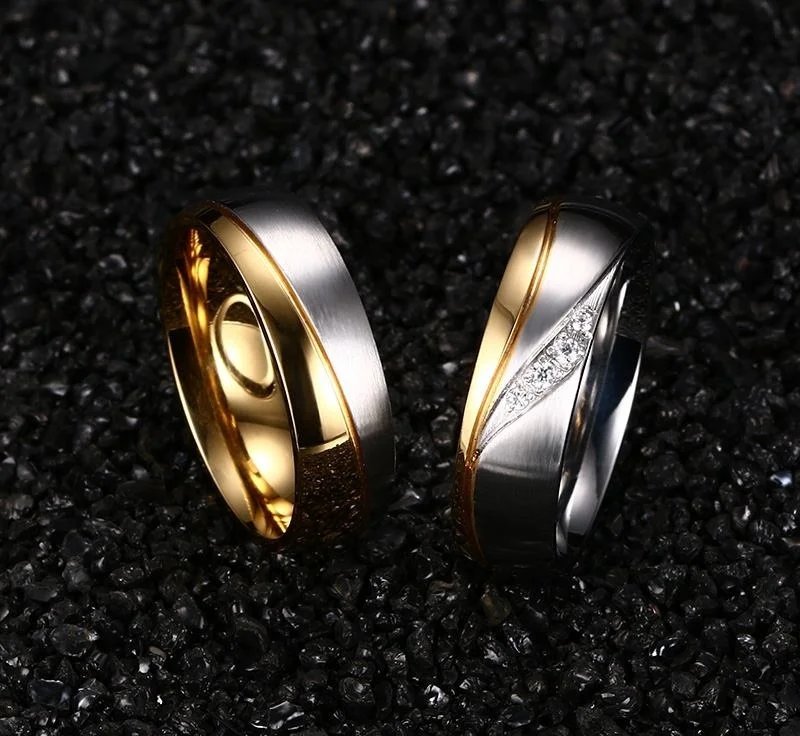 Anillo de boda Vnox de color dorado para mujer y hombre, joyería de acero inoxidable, anillo de compromiso, regalo de aniversario para pareja, precio increíble.