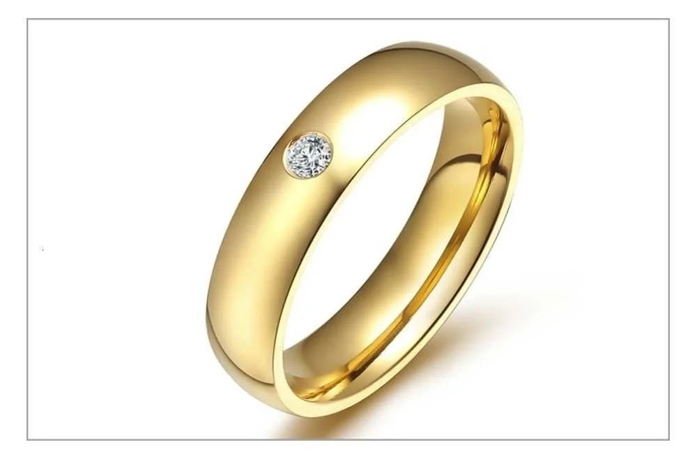 Vnox Classic Wedding Rings for Women Men Gold Color Stainless Steel Couple Band Anniversary Personalized Name Lovers Gift
