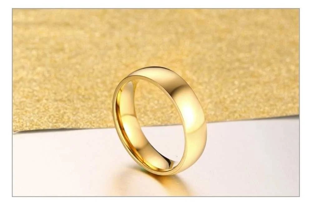 Vnox Classic Wedding Rings for Women Men Gold Color Stainless Steel Couple Band Anniversary Personalized Name Lovers Gift