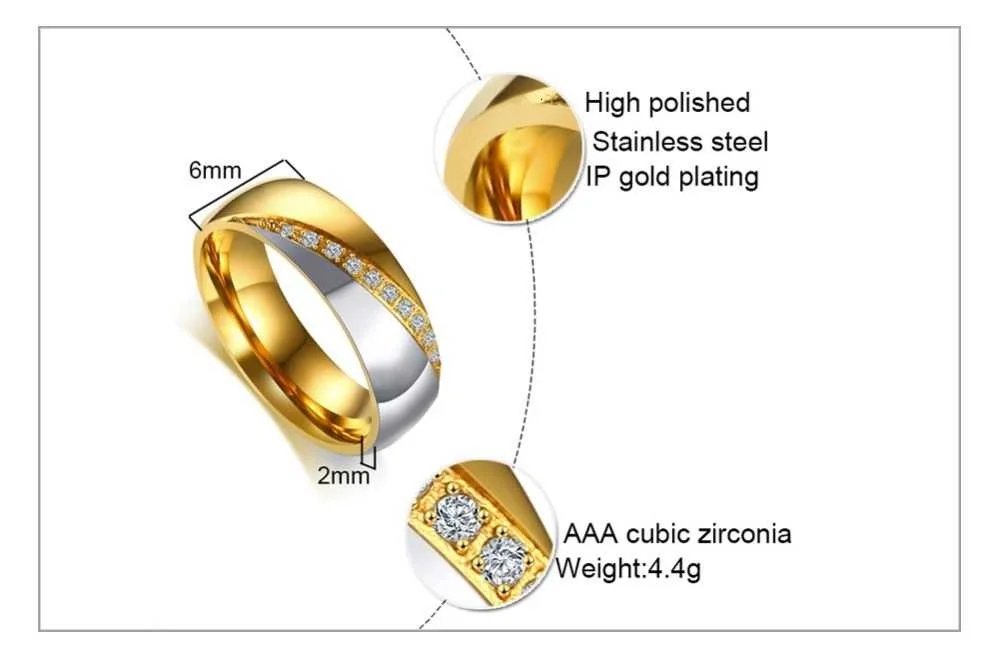 Vnox Temperament Wedding Rings For Women Men CZ Stones Stainless Steel Engagement Band Anniversary Personalized Gift Jewelry Vnox Temperament Wedding Rings For Women Men CZ Stones Stainless Steel Engagement Band Anniversary Personalized Gift Jewelry