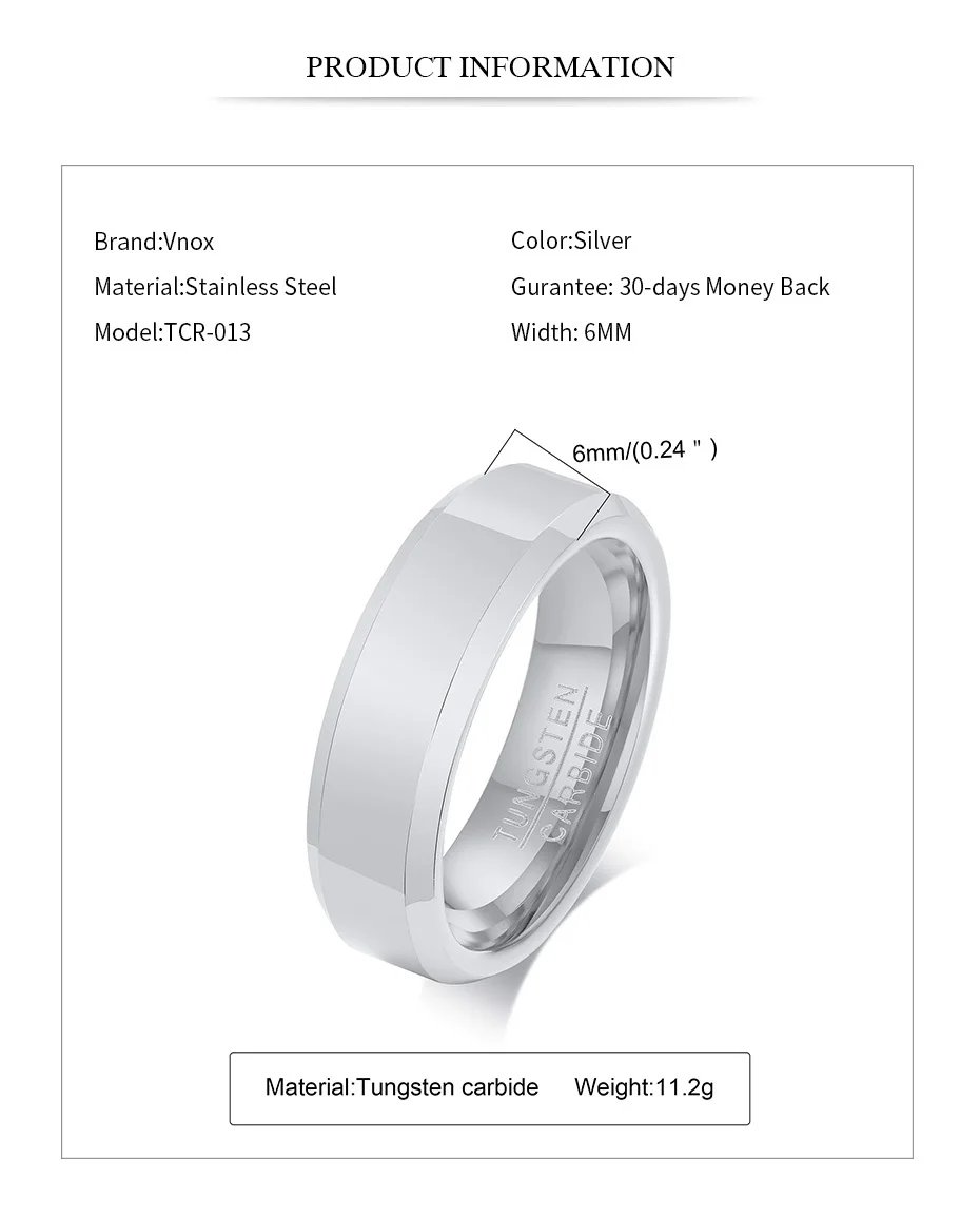 Anillo "Core" de Carburo de Tungsteno Puro 6mm | Dalesha Masculino - Imagen 7