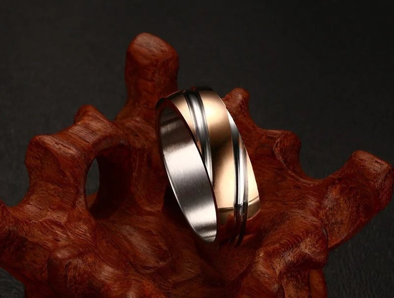 Anillos de boda Vnox para hombre, acero inoxidable 316L, 6 mm de ancho, color negro, oro rosa y dorado. Anillos de boda Vnox para hombre, acero inoxidable 316L, 6 mm de ancho, color negro, oro rosa y dorado.