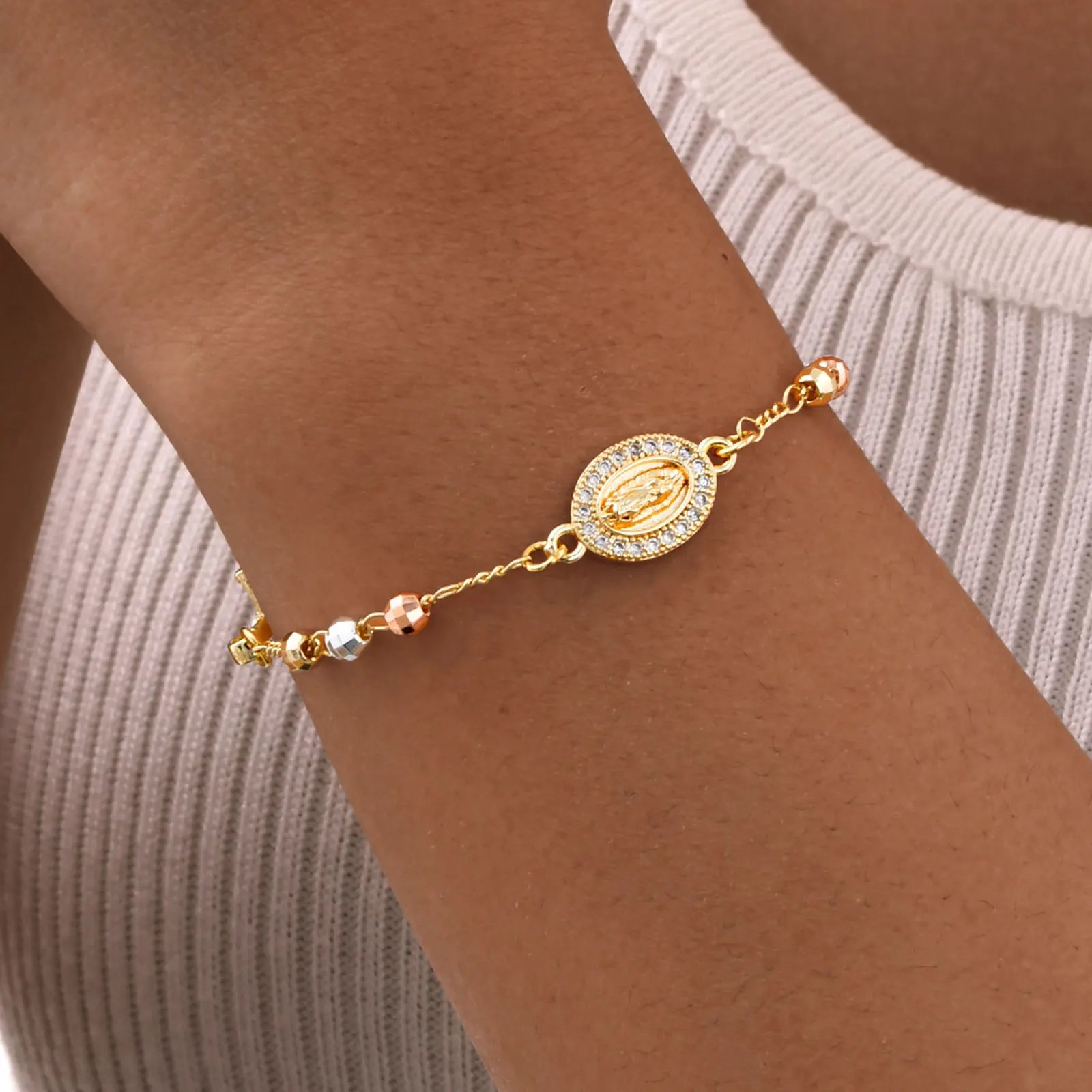 Pulsera Vnox con Rosario de la Virgen María para mujer, joyería de cuentas de oración, accesorios de cruz de acero inoxidable, pulsera, regalos religiosos de mano. Pulsera Vnox con Rosario de la Virgen María para mujer, joyería de cuentas de oración, accesorios de cruz de acero inoxidable, pulsera, regalos religiosos de mano.