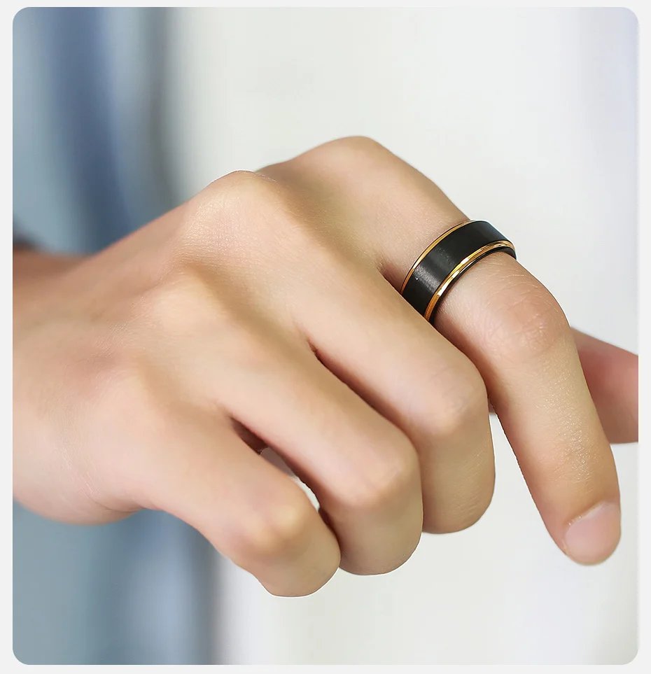 Anillos de boda de tungsteno Vnox de 8 mm para hombre, con acabado mate antiarañazos, anillo de novio sencillo y básico en negro y azul.