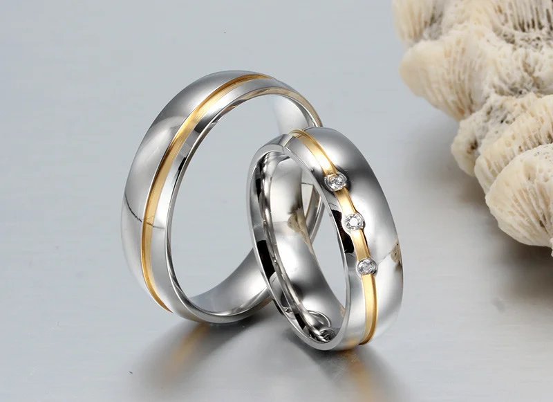 Anillos de boda Vnox para mujer y hombre, joyería de acero inoxidable 316L, 1 pieza