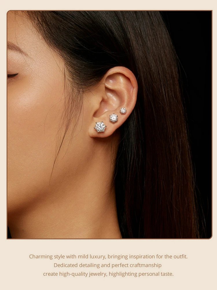 Bamoer U 0.5-3CT Moissanite Stud Earrings 925 Sterling Silver Certified Earrings Women Fine Jewelry Wedding Ear Studs Bamoer U 0.5-3CT Moissanite Stud Earrings 925 Sterling Silver Certified Earrings Women Fine Jewelry Wedding Ear Studs