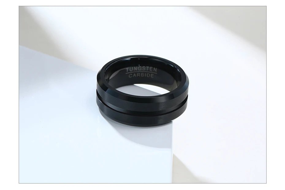 Vnox Basic 8mm Tungsten Carbide Rings for Men Jewelry Stylish Thin Line Style Wedding Bands Anniversary Gifts for Him