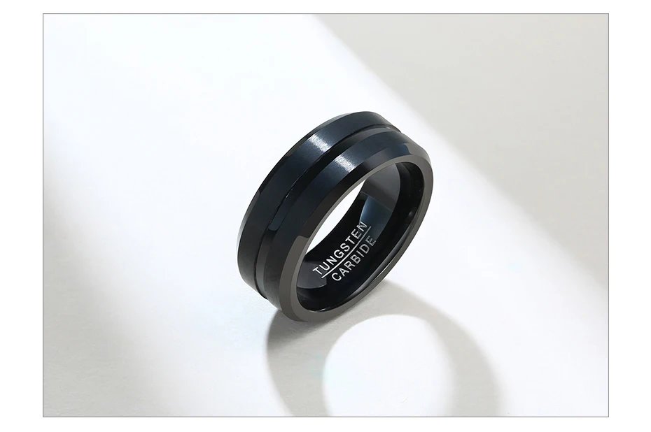 Vnox Basic 8mm Tungsten Carbide Rings for Men Jewelry Stylish Thin Line Style Wedding Bands Anniversary Gifts for Him