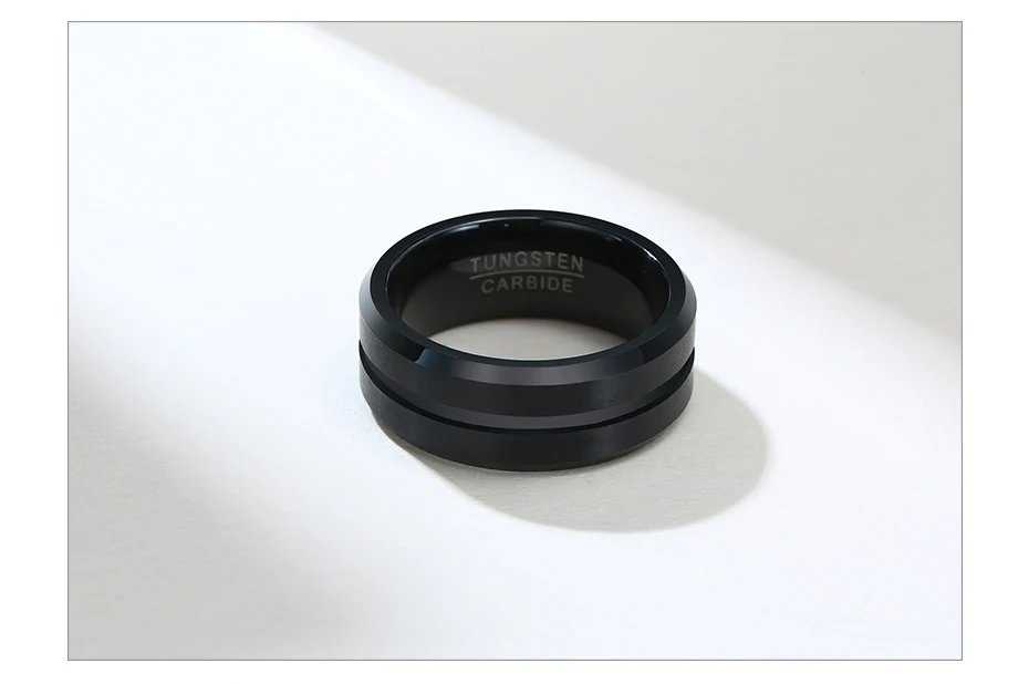 Vnox Basic 8mm Tungsten Carbide Rings for Men Jewelry Stylish Thin Line Style Wedding Bands Anniversary Gifts for Him
