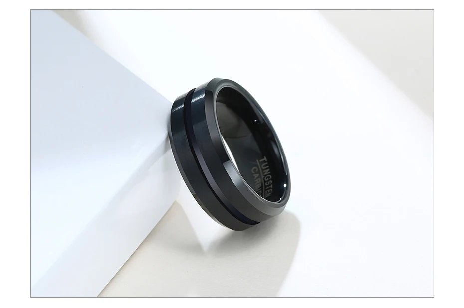 Vnox Basic 8mm Tungsten Carbide Rings for Men Jewelry Stylish Thin Line Style Wedding Bands Anniversary Gifts for Him