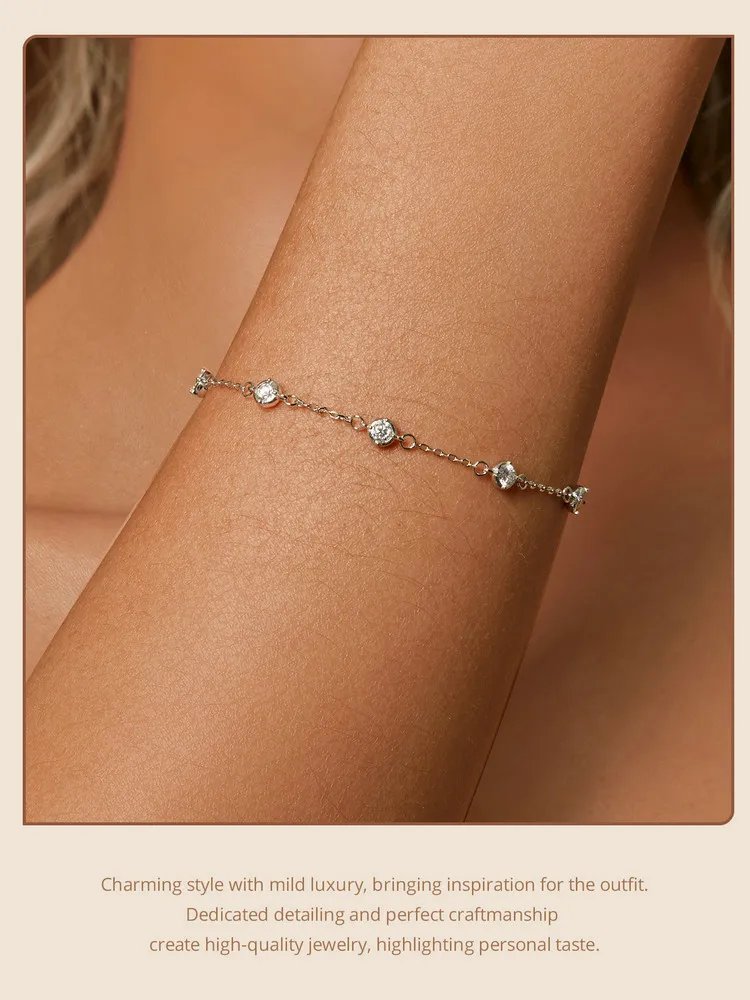 Bamoer U Moissanite Bracelet 925 Sterling Silver Unique 5 Moissanite Design Bracelet Women Fine Jewelry D Color VVS1 EX