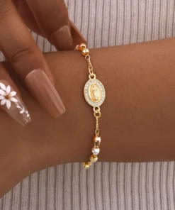 Alternative view of Pulsera Rosario Virgen María en Acero Inoxidable - Joyería Espiritual Dalesha