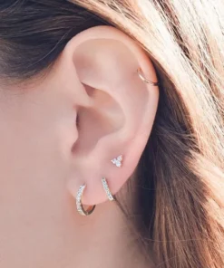 Alternative view of Pendientes Huggie de Plata 925 Chapados en Oro 18K con Circonita CZ
